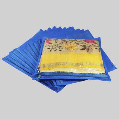 Tiarakrafts Single packing Saree Cover/Suit Cover/Cloths cover blue Set Of 12(Blue)
