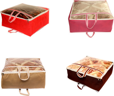 PRAHAN INTERNATIONAL Non Woven Blanket Cover Bag With handle Set Of 4 BC-006(Multicolor)