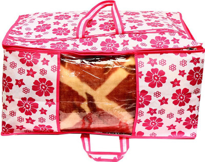 Harvik International AI_PF_Jumbo_001 Presents Pink Flower Non Woven Jumbo Bag For Storage Blanket Pack of 1 AI_PF_Jumbo_001(Pink)