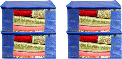 AARON INC High Quality Large Saree Cover With Double Zipper | Wardrobe Bag | Saree Cover Closet Organizer / Saree Bags For Wardrobe Organizer Clothes Premium Clothes Cover (Wedding Collection Gift) Garment Cover Pack of 04 F7773_SC_Large_82464011(Blue)