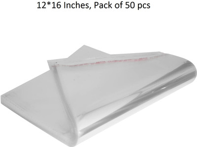 FeelBlue bopp pouches 12*16, Pack of 50 pcs bopp pouches with Self Adhesive, For Packing Clothes bopp(Transparent)