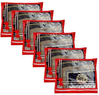 SHREYCRAFTS Single Saree Single Paking Saree cover/Suit Cover/Clothes Cover Red Set of 6 Single Saree Cover Red 6(Red)