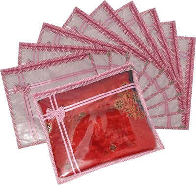 alam enterprises Saree cover Single Saree Cover Set of 12 storage bag packing bag pack of 12 organizer SAREE-12-SET(Pink)