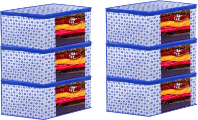 Ankit International Garment Cover Dot Printed Foldable, Non-Woven Saree Cover/Organizer With Transparent Window BB_06(Blue)