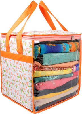 PrettyKrafts Saree Cover / sari organizer with handles and transparent front ( 15*12*15 In)(Multicolor)