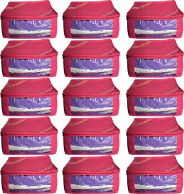 Aadhya Multipurpose Non Woven Designer Saree Cover Pack of 15(Pink)