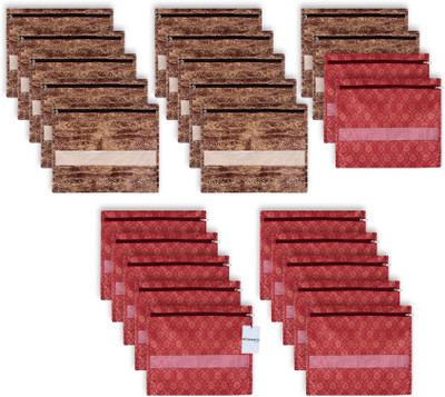 HOMESTIC by Kuber Industries Saree Cover Non-Woven Printed Single Saree Clothes Bags|Pack of 24|Brown & Maroon 84HT17795(Brown & Maroon)