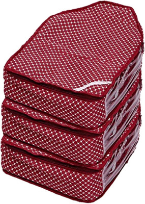 Love Store Set of 3 Premium 3 LayerCotton Blouse Cover/ Clothes Storage Bag Pack of 3_ Maroon(Maroon)