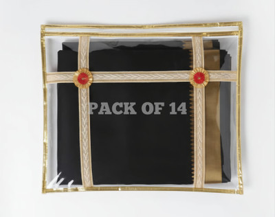 nuso Attractive Double Flowers Design Transparent With Zip Suit Cover Gift Bag Cloth Storage (PACK OF 14) Premium Single Saree Cover(Gold)