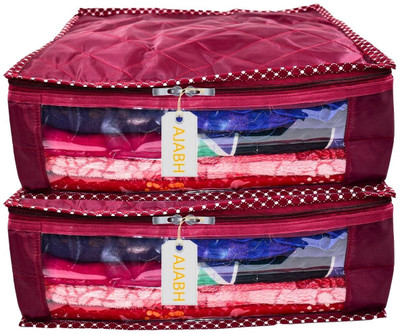 Ology High Quality Set Of 2 Parachute 6 InchHight Maroon Saree Cover Keep saree/Suit/Travelling Pouch/garment covr 376(Maroon)