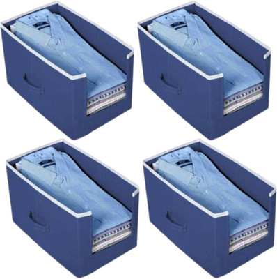 ShubhKraft Shirt Stacker Non Woven Shirt Organizer - Navy Pack of 4(Blue)