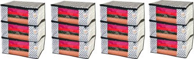 House of Common PK012 Set Of 3 Beige High Quality Non Woven With Window Saree cover/Wardrobe Organizer AI-ZIGZAG-BLACK-PK012(Black, Grey)