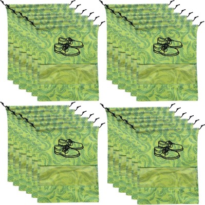 Ganpati Bags LEAF DESIGN 24 Piece Non Woven Travel Shoe cover, String Bag Oraganiser GB-3030(Green)