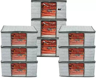 KD CREATION greay 9 saree cover bag Non-Woven Fabric Clothes storage box bag - Pack of 9 (Grey) kd-9 g(Grey)