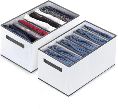 ZOVIRA 7 Self Drawer | 7 Grids Washable Portable Closet Organizer Storage Box | Foldable Closet Drawer Organizer(Grey)