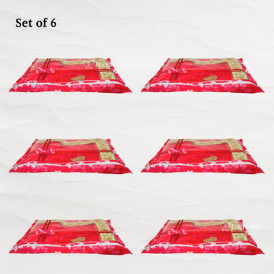 Trendifly Saree Cover in Red Color with Top Transparent Flower Print Bow Design Pack of 6 Saree organizers(Red)