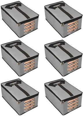 farhan bags Shirt Cover Plain Set of 6 Mens Shirt Covers Shirts Organizer and Clothing Box For Closet Clothes, Non - Woven Set Of 6(Grey)