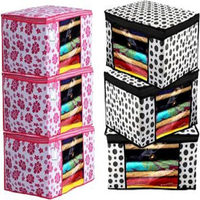 Harvik International garment cover The Royal Cover Saree Cover Black Polka (Wedding Collection Gift) Premium Clothes Cover Garment Organizer Saree(Pink, White, Black)