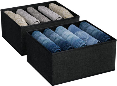 QUAIL 7 Self Drawer | 7 Grids Washable Portable Closet Storage Box Foldable Closet Drawer(Black)