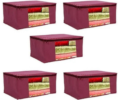 Aaliya Regular series Saree Covers ( pack of 5 ) Maroon with zippers 3141448(Maroon)