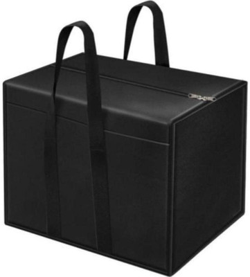 RooCraft Multipurpose Foldable Non-Woven Fabric Storage Bag with Zipper & Handles for Clothes, Sarees, Blankets, Bedsheets & More – Large Capacity Organizer Bags Set of 1(Black)