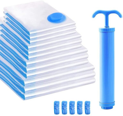 PRIME PICK Vacuum Storage Bags with Hand Pump 12-Pack 3 Small, 3 Medium, 3 Large, 3 Jumbo Durable Space-Saving Plastic Compression Bags for Clothes Bedding, Travel Protects from Dust, Moisture & Odors(Transparent)