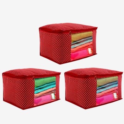 PerfectKrafts clothes covers Set of 3 red saree cover Garment cover R1275(Red, White)