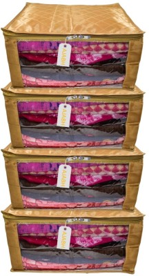 Ajabh Primium Quality Trendy Set - 4 Pieces Satin Gold Saree Cover Garment Cover Bag | Cloth Cover |Wardrobe Storage Organizer(Gold)