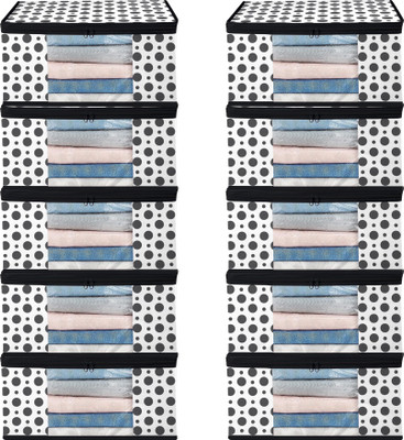 AMAK INC High Quality Large Saree Cover With Double Zipper | Wardrobe Bag | Saree Cover Closet Organizer / Saree Bags For Wardrobe Organizer Clothes Premium Clothes Cover (Wedding Collection Gift) Garment Cover Pack of 10 F7773_SC_Large_82463657(Black)