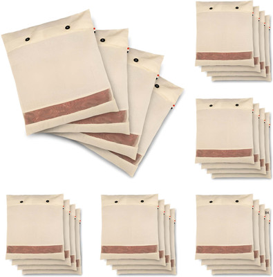 Atrani Pack of 20 Cotton Saree Bags/Covers With Buttons For Storage Pack of 20 Beige-47 Button_Covers_SarreA1(Beige)