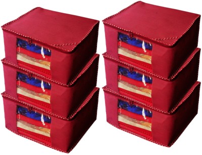 Aadhya Designer Non woven Saree cover/ Saree Bag/ Storage bag Set of 6 Pcs 8 Inches Height (Maroon)(Maroon)