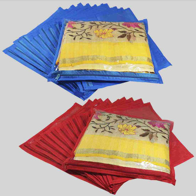 Tiarakrafts Single packing Saree Cover/Suit Cover/Cloths cover blue red Set Of 24(Red, Blue)