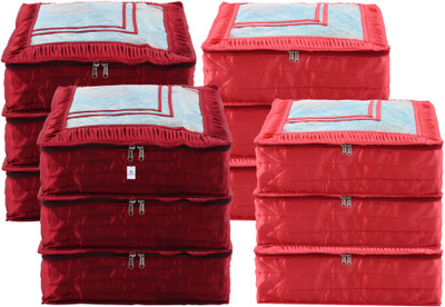 Heart Home Saree Cover Frill Top Window Satin Saree Bag for Lehenga|6 Inch|Pack of 12|Maroon & Red Cloth Storage(Maroon & Red)