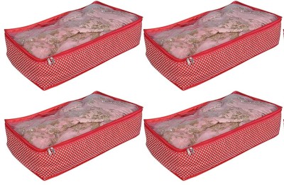 Home Style India Saree/Ghaghara/Gown Lehanga Cover Transparent Window Wedding Travel Storage - Pack of 4(Red)