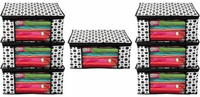 Aaliya Regular series saree cover Foldable Pack of 7 Organizer for Wardrobe and Storage Multi Use RVT103(black bindi)