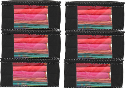 adhira creations Bsc Non- Woven Saree Cover With Transparent Window Set Of 6(Black)