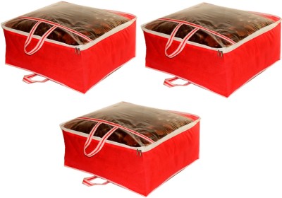 adhira creations Good Quality Blanket/ Rajai Cover Blanket Cover Bag Useful for Rajai/Cloths/Storage 3 Blanket Cover Blanket Cover Designer Front Transparent Storage Organizer(Red)