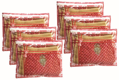 Kitchwish 6 Flower Printed Red Saree Cover Single Non Woven Single Saree Cover Zip Lock 6 Flower Printed Red Saree Cover(Red)