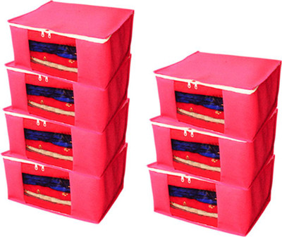 Aadhya Multipurpose Non Woven Saree Cover pack of 7 c(Pink)