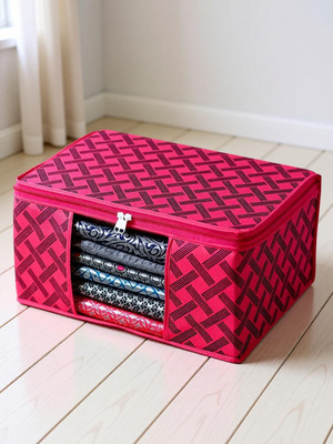 ANKIT INTERNATIONAL Saree Cover High-Quality Fancy Saree Cover Storage Bag For Wardrobe Organizer Garments Storage bags-Big in size checkered Printed saree covers Pack of 1(Red)