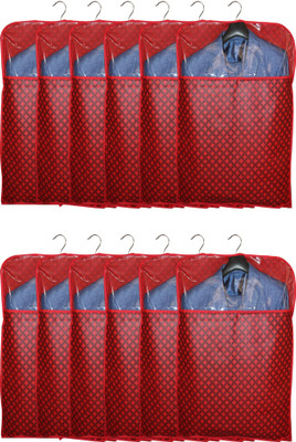 AMIRA INDUSTRIES Front Transparent 2 in 1 Saree and Coat Covers Non Woven Suit/Coat/Blazer/Saree Covers Pack of 12(Red)