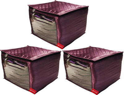 FAVISM Purple Big Saree Pack of 3 Set 12 Inch big saree cover or closet organizer or storage box pack of 3 pcs. set 12Purple03(Purple)