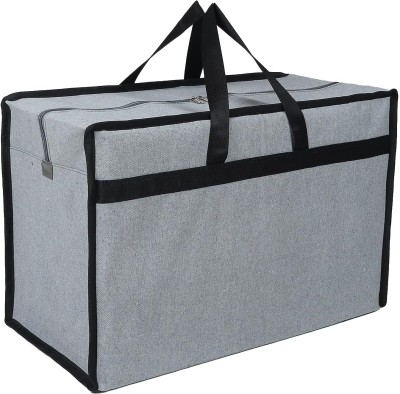 DOUBLE R BAGS Heavy Duty Canvas Clothes Organizer Extra Large Storage Bag, Moving Bag Tote, Blanket Clothes Organizer Pack of 3(Grey)