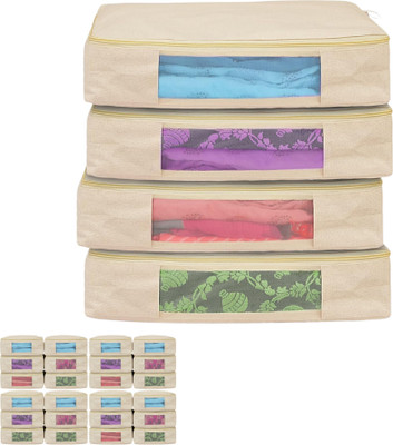 Nature Maa Eco Friendly Durable Cotton Canvas Clothes Storage Bags (Pack of 12) for Sarees & Lehengas COVER(Beige)