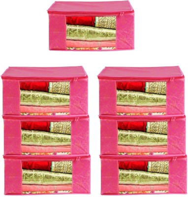 House of Common Saree Covers Non Woven Storage bags Pack Of 7 Premium Cover 148 Wardrobe Organiser Useful for saree, suit, shirts, all clothes Cloth Organiser(Pink)