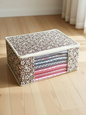 Amak INC Non Woven Garment Cover Presents Non Woven Saree Cover Storage Bags for Clothes Pack of 1 Brown Flower(Brown)