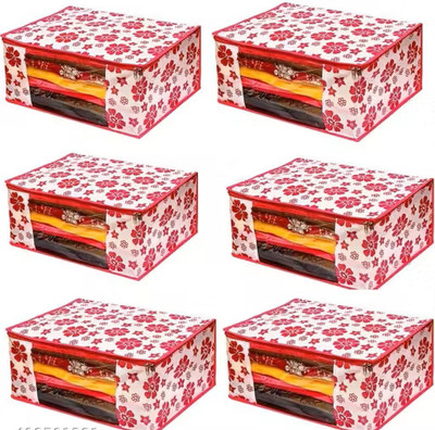 Fashion Loyal High Quality Large Saree Cover With Double Zipper | Wardrobe Bag | Saree Cover Closet Organizer / Saree Bags For Wardrobe Organizer Clothes Premium Clothes pf-Pack-06---Pcs(Pink)