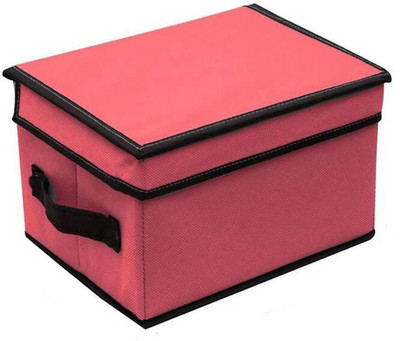 Stowcraft Combo 1 Foldable Non Woven Fabric Storage Box with Lid | Multipurpose Cloth Organizer with Handle Collapsible Storage Organizer Bin for Clothes, Toys, and Home Essentials(Red)