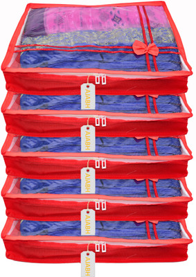 Ajabh High Quality Set OF 5 PC Non-Woven 2 Inch Hight Saree Cover | Clothing Organizer Keep saree/Suit/Travelling Pouch/garment covr 446(Red)