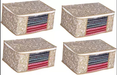 DKS enterprise cloth storage Non-Woven Fabric Saree Cover Clothes Organiser & Transparent Window storage box Saree Cover 1A(Beige)